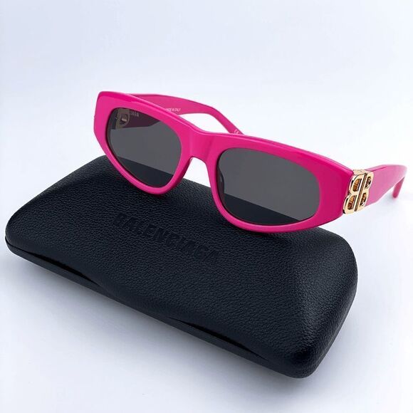 SALE! NEW Balenciaga BB0095S 006 Pink Gold Logo Grey Cat Eye Women Sunglasses main image 7